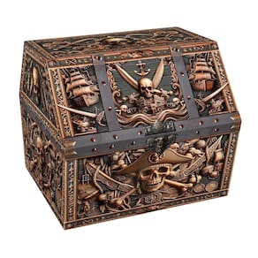 Baú do Tesouro PETCEE Pirate Skull Treasure Box 23,6x20cm