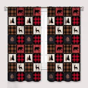 Cortinas Ginness Cabin Retro Rustic Lodge Bear Deer Moose 105