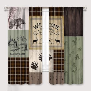 Cortinas Ginness Cabin Retro Rustic Lodge Bear Deer Moose 140