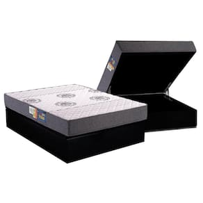 Cama Box Baú Casal: Colchão Espuma Polar D45 Pérola + Base CRC Suede Black(138x188)