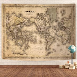 Tapeçaria GOAOK Retro Old World Map 100x75cm Poliéster