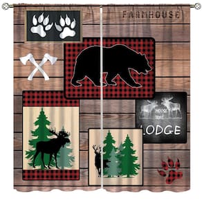 Cortinas Ginness Cabin Retro Rustic Lodge Bear Deer Moose 214