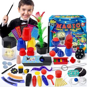 Magic Kit Heyzeibo 60+ Truques de mágica para crianças com adereços e manu
