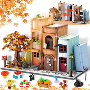 Kit de construção Zylvoxia Magic House, suporte para livros com 1488 unidades de blocos