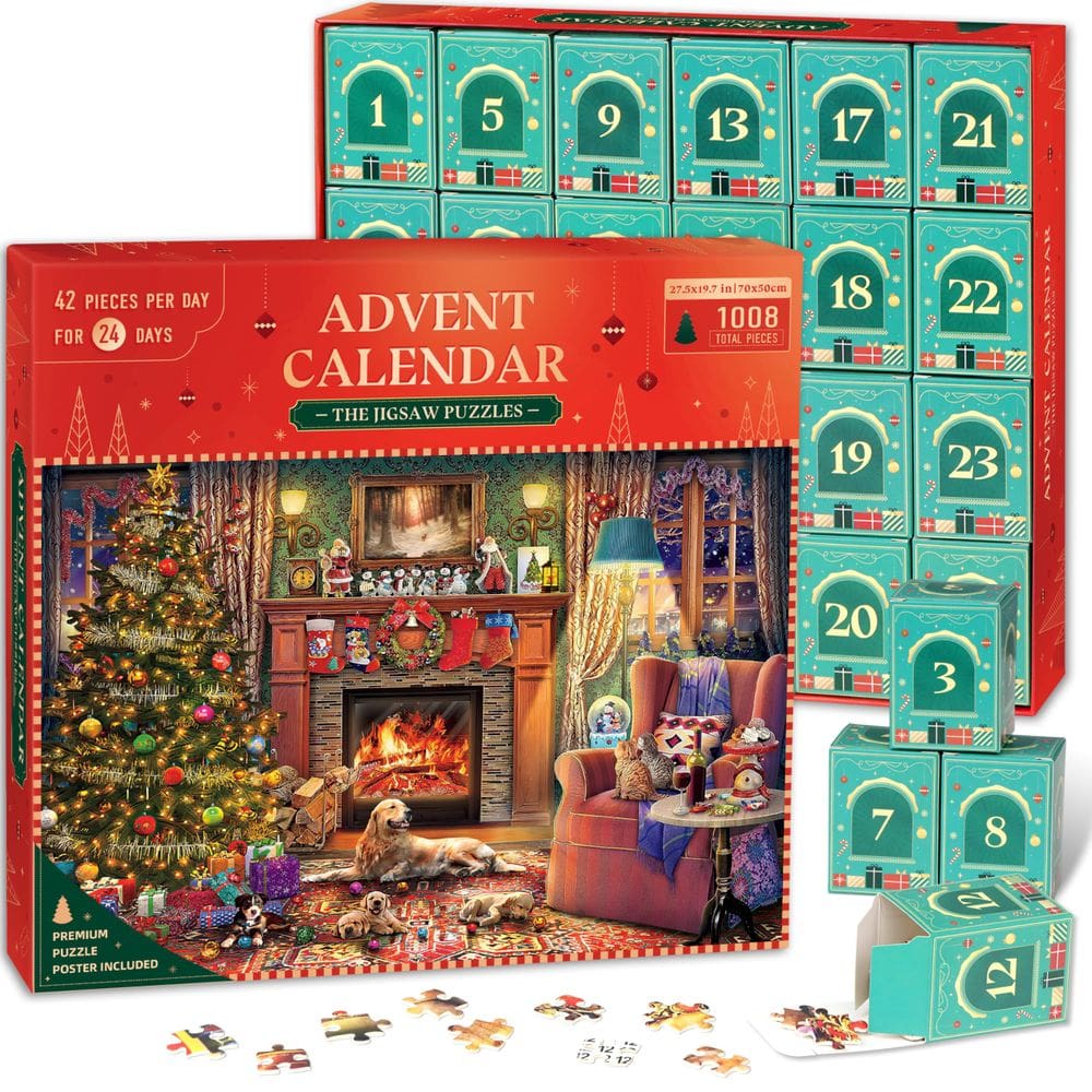 Quebra-cabeça de Natal do Calendário do Advento Alagoo 2024 1008 peças