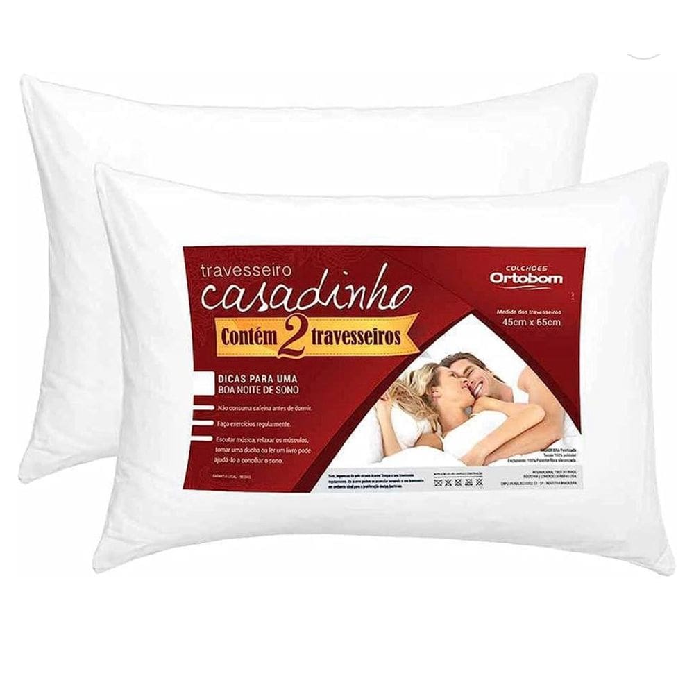 Travesseiro 100% Poliester 2 Unid Casadinho Ortobom 45x20x65