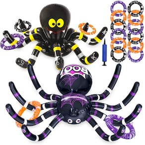 Aranhas infláveis Ring Toss Game Max Fun Halloween, pacote com 2 aranhas