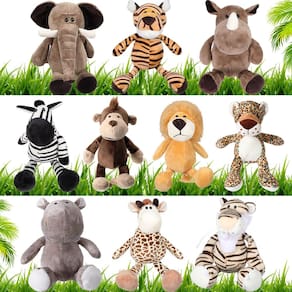 Conjunto de brinquedos de pelúcia Hydren Safari, 10 unidades para crianças de 6 anos ou mais