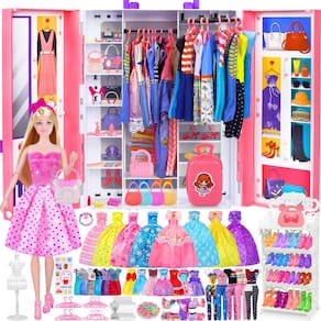 Conjunto de brinquedos para bonecas com boneca, 342 peças de roupas e acessórios