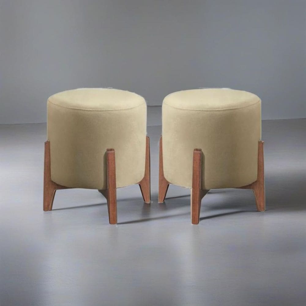 Kit 2 puff Decorativo para Sala Redondo Luxo Dallas Suede