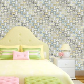 Papel De Parede Geométrico Cinza Azul Dourado Autocolante