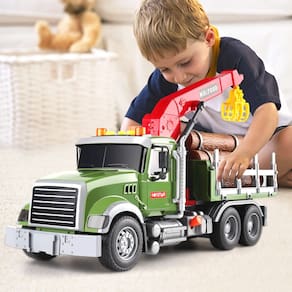 Caminhão de brinquedo Dwi Dowellin Timber com guindaste de carregamento para crianças de 3 a 7 anos