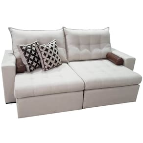 Sofá 4 Lugares Retrátil e Reclinável Home 220cm Tecido Linho Innove Estofados Cor Bege