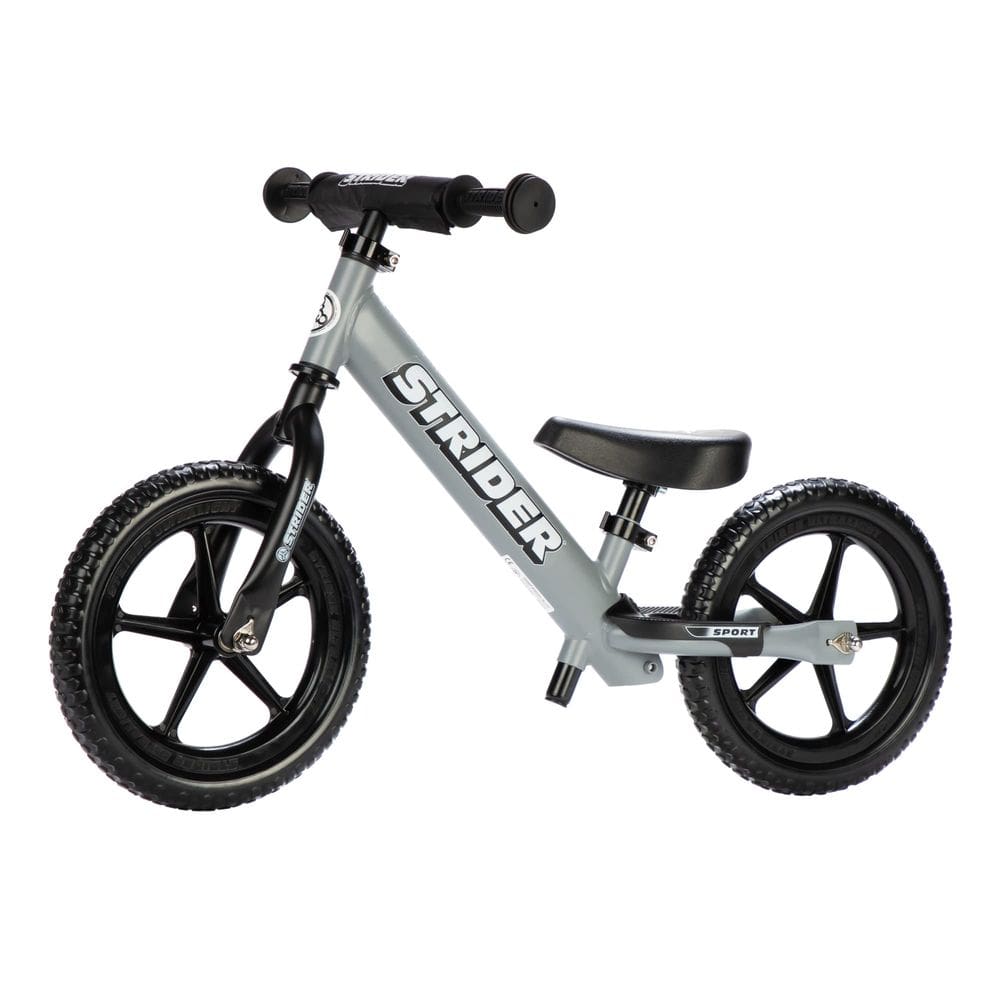 Balance Bike Strider Sport 12" cinza fosco para crianças de 1 a 4 anos
