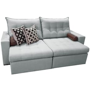 Sofá 4 Lugares Retrátil e Reclinável Home 220cm Tecido Linho Innove Estofados Cor Cinza