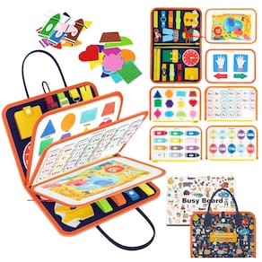 Brinquedo sensorial de viagem para crianças Busy Board Freebear de 1 a 4 anos