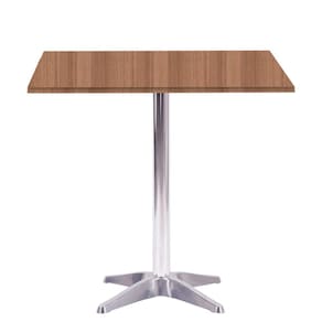 Mesa Delta em Alumínio 75 cm (Alt) Base em X Tampo MDP Quadrado 70 cm (Larg) x 2,50 cm (Alt) Noce Na