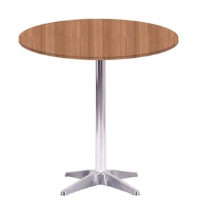 Mesa Delta em Alumínio 75 cm (Alt) Base em X Tampo MDP Redondo 60 cm (Larg) x 2,50 cm (Alt) Noce Nat