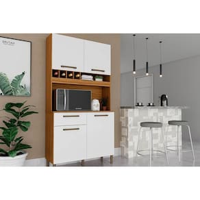 Kit de Cozinha Compacta Pinot c/ 4 Portas e 1 Gaveta 73cm Amendoa/Branco - Ronipa