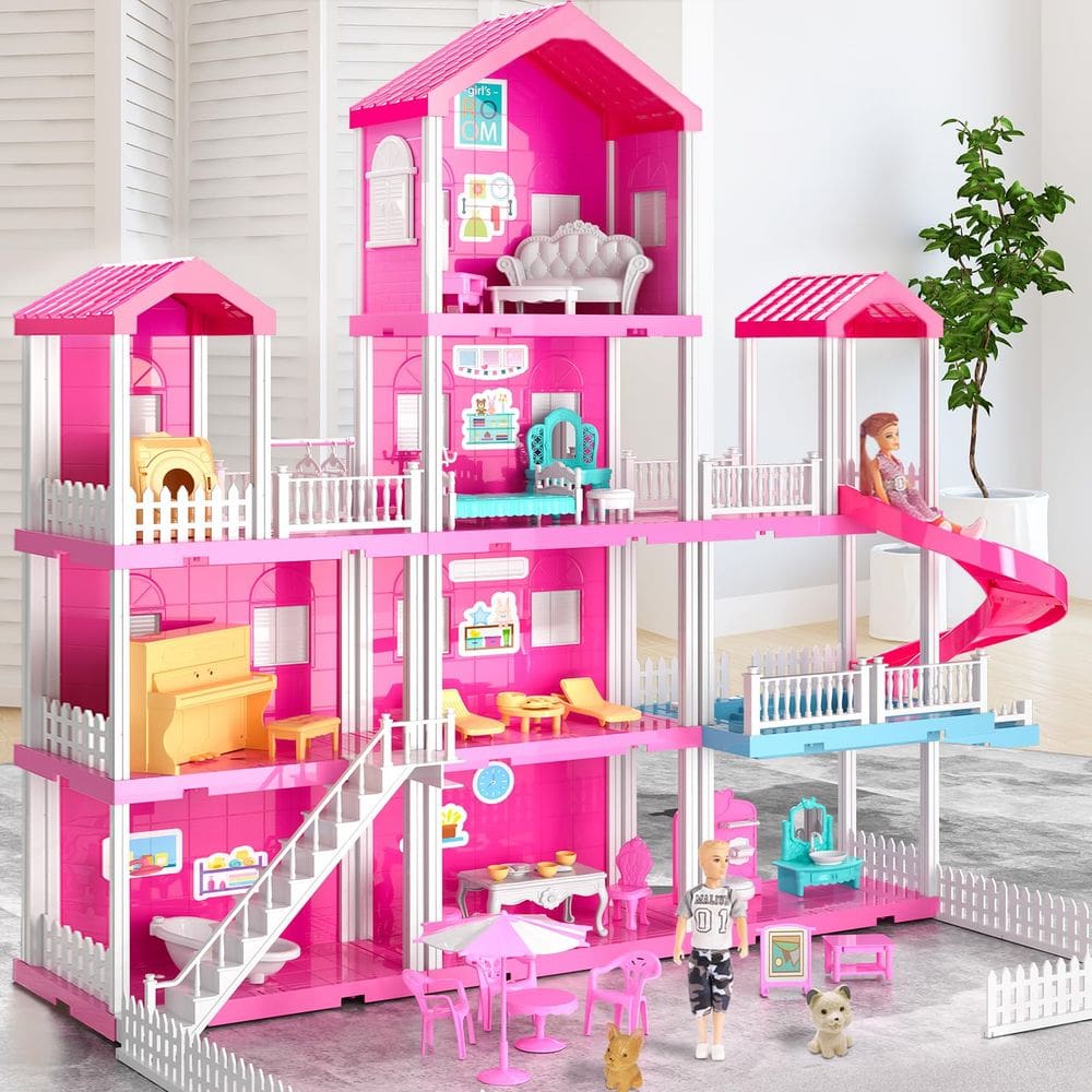 Villa Toy TEMI Villa para meninas de 3 a 6 anos com 2 bonecos