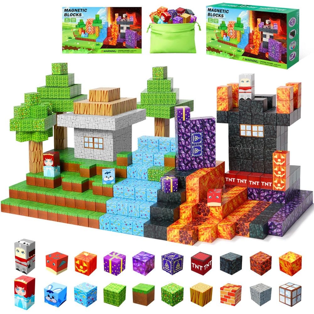 Blocos de construção magnéticos NVDILO 100PCS - Jungle Theme 3+ Yea