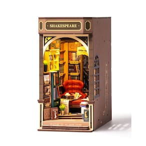 Kit DIY Book Nook Kit Rolife Bookstore Quebra-cabeças de madeira 3D com LED