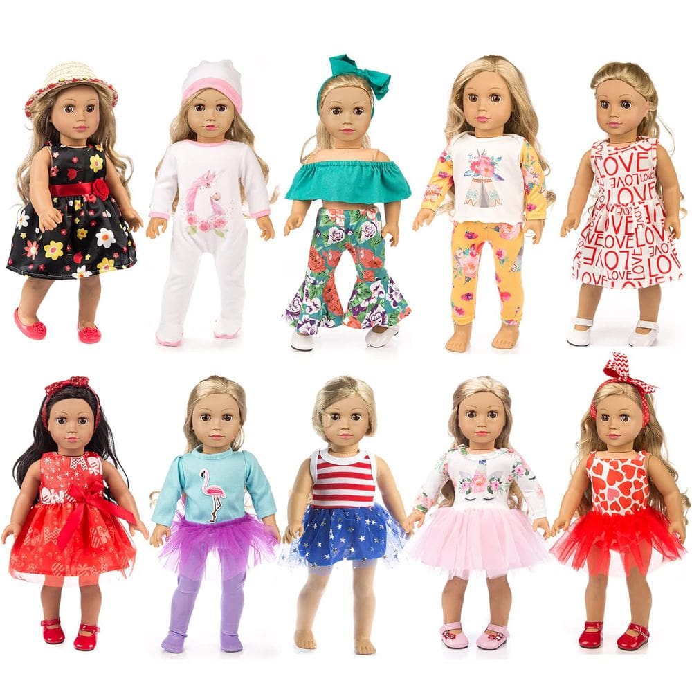 Conjunto de roupas de boneca ZQDOLL para boneca americana de 18 polegadas com 19 peças