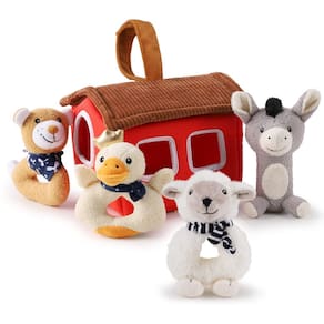 Conjunto de brinquedos Plush Baby Rattle iPlay iLearn Farm Animals com casa