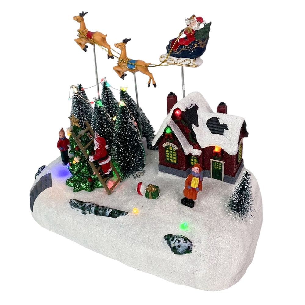 Cenario Vila Natalina Natal Luz Movimento Luz Led Decoraçao Iluminado Papai Noel Treno Rena Arvore Enfeite Festa Fim do Ano Casa Trabalho Reuniao