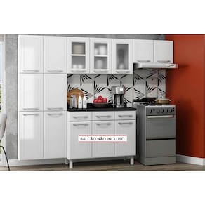 Cozinha Completa Topázio Aço 3 Peças (2Aéreo+1Paneleiro) CZ68 Branco - Telasul