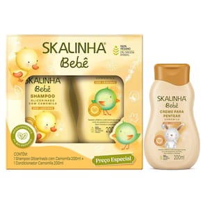 Shampoo e Condicionador Skalinha Bebê com Camomila + Creme para Pentear