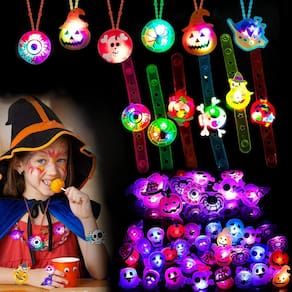 Conjunto de lembrancinhas de Halloween Yafeite 54 unidades Light Up para crianças