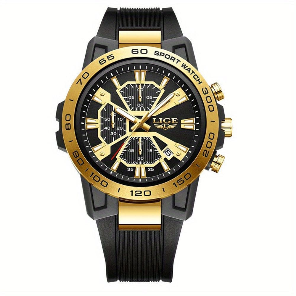 Relógio de Quartzo Masculino Pulseira de Silicone com Display Analógico Esportivo Impermeavel