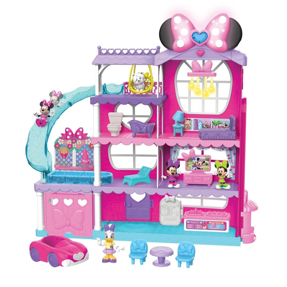 Playset Just Play Minnie Mansion com bonecos de bônus de mais de 3 anos