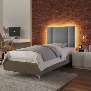 Cabeceira Estofada Cama Box Solteiro com LED Star 90 cm