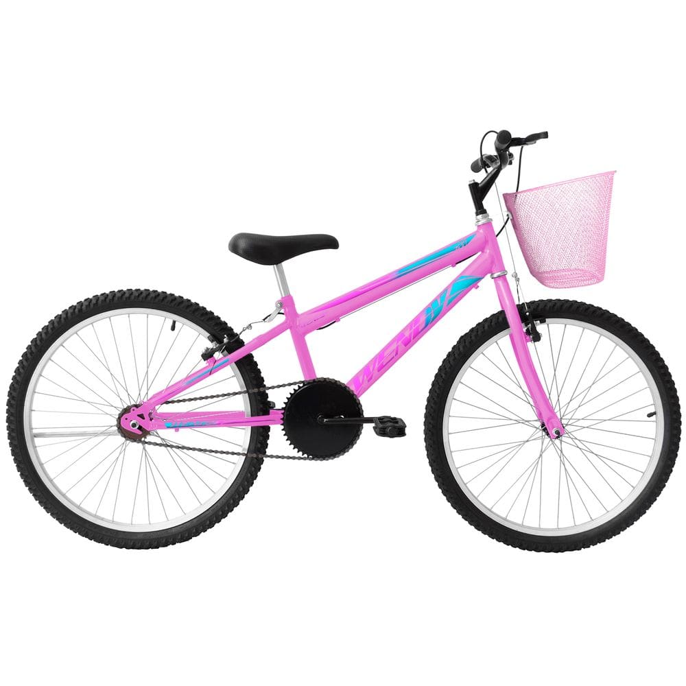 Bicicleta Aro 24 para Menina Infantil Wendy Com Cestinha