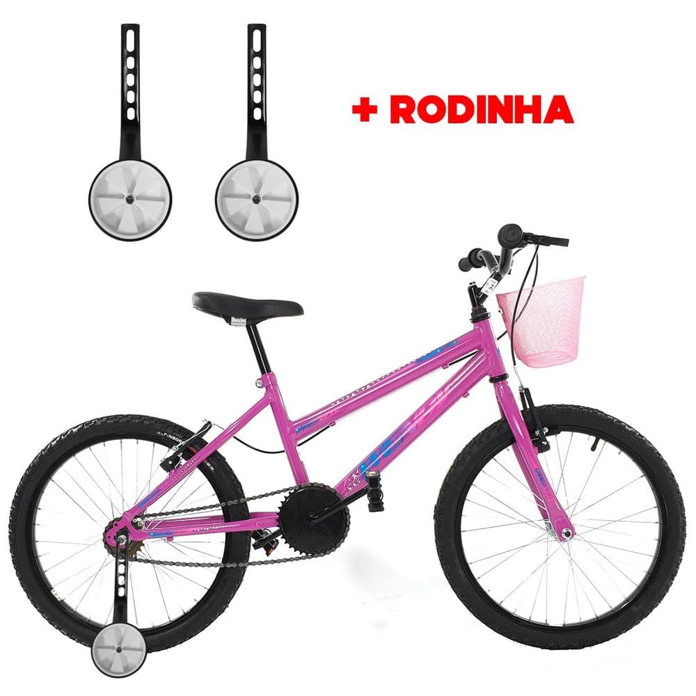 Bicicleta Com Rodinha e Cesta Feminina Infantil Aro 20 Wendy