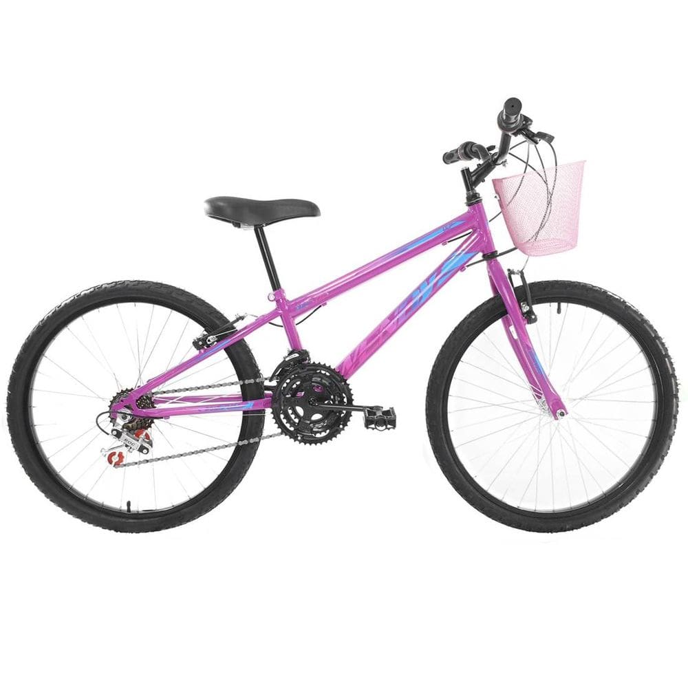 Bicicleta Aro 24 Feminina Infantil Wendy 18V Com Cestinha