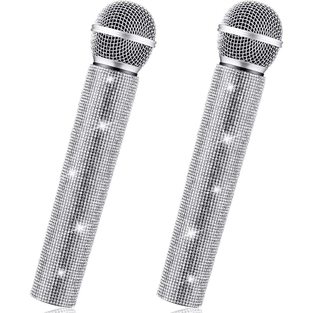 Microfone Threan Fake Prop Mic Halloween Strass x2