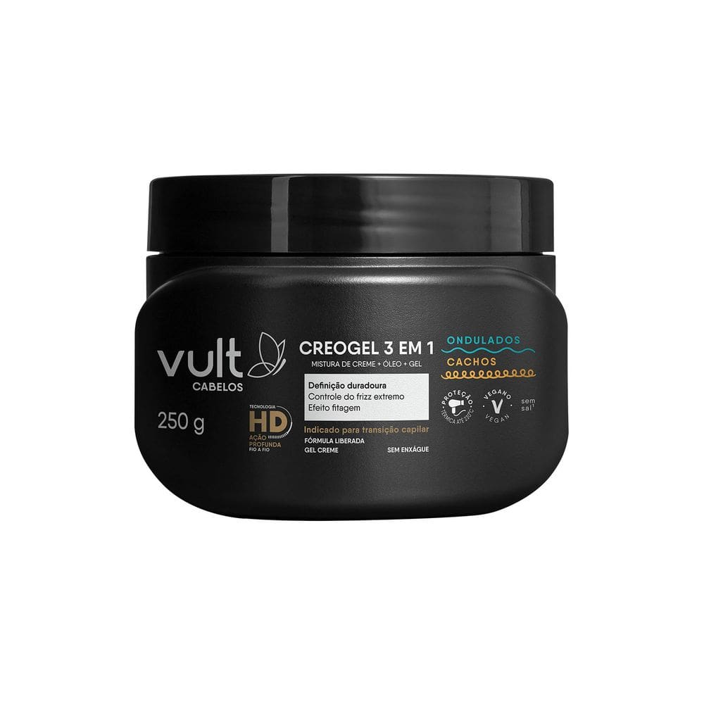 Vult Cabelos Ondulados e Cachos Creogel 3 em 1 - Ativador de Cachos 250g