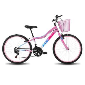 Bicicleta Infantil Feminina Aro 24 KOG Alumínio 18V C Cestinha