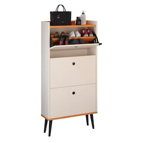 Sapateira Vertical Dark 3 Gavetas Basculantes Organizadora Calçados Retrô - Off White/Cinamomo - RPM Móveis