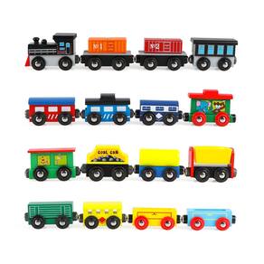 Conjunto magnético de trem de madeira Wondertoys de 16 peças com bolsa de armazenamento