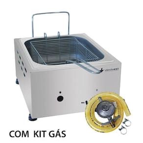 Fritador A Gás 1 Cuba 1/2 4,8 Litros Somente óleo Aço Inox Sfg112 + Kit Gás - Venâncio