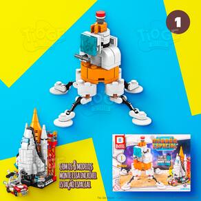 Blocos de Montar e Desmontar Missão Espacial (Nº 1) Módulo Lunar Colecionar Estação Especial Block Brinq 54 Peças