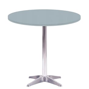 Mesa Delta em Alumínio 75 cm (Alt) Base em X Tampo MDP Redondo 80 cm (Larg) x 2,50 cm (Alt) Cinza