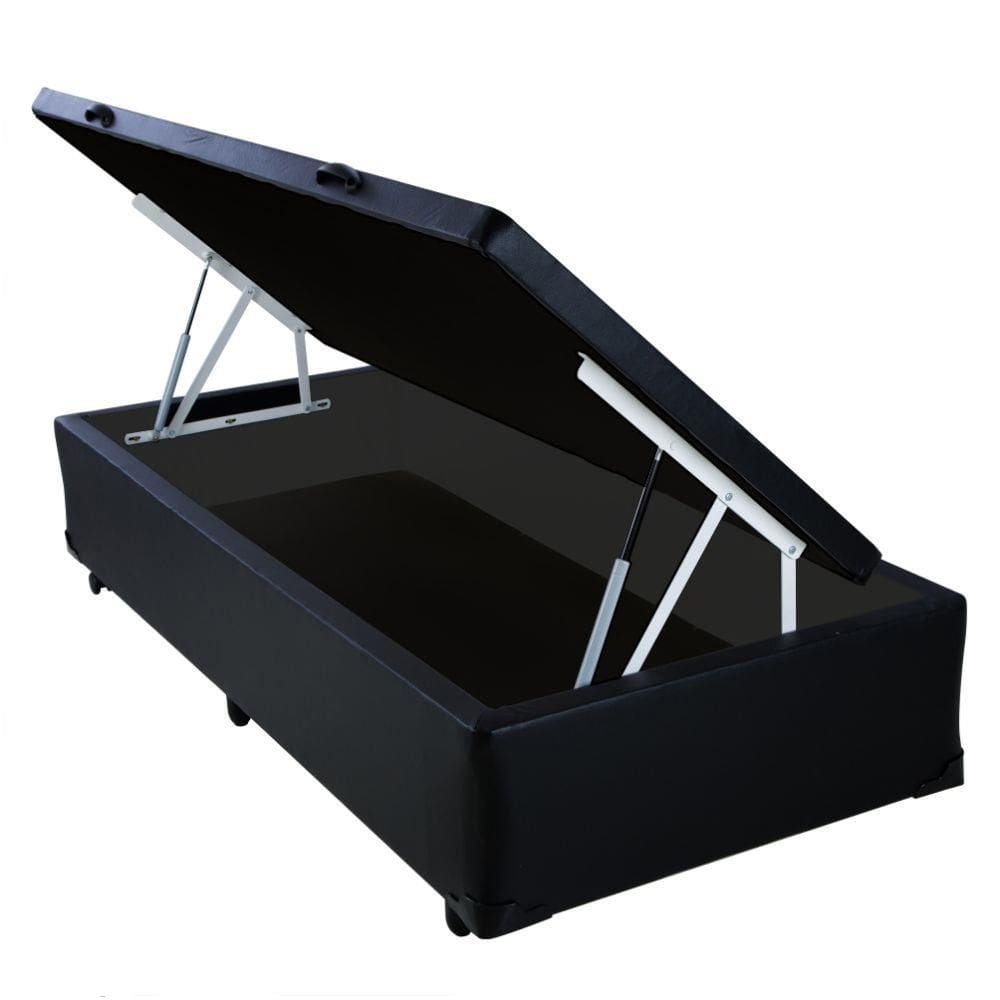 Cama Box Baú Solteirão Principe das Camas Sintético Preto 96x203x41