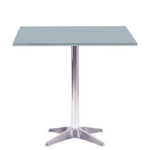 Mesa Delta em Alumínio 75 cm (Alt) Base em X Tampo MDP Quadrado 80 cm (Larg) x 2,50 cm (Alt) Cinza