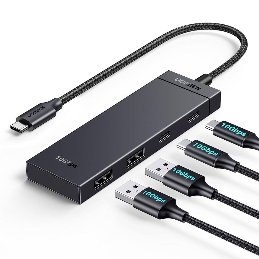 Hub USB C UGREEN 4 em 1 de 10 Gbps com 2 USB-C 3.2 e 2 USB-A 3.2