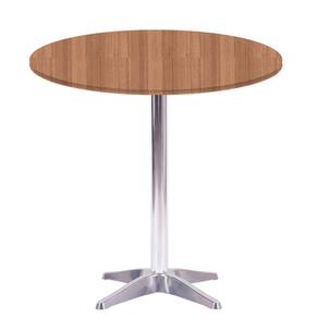 Mesa Delta em Alumínio 75 cm (Alt) Base em X Tampo MDP Redondo 70 cm (Larg) x 2,50 cm (Alt) Noce Nat